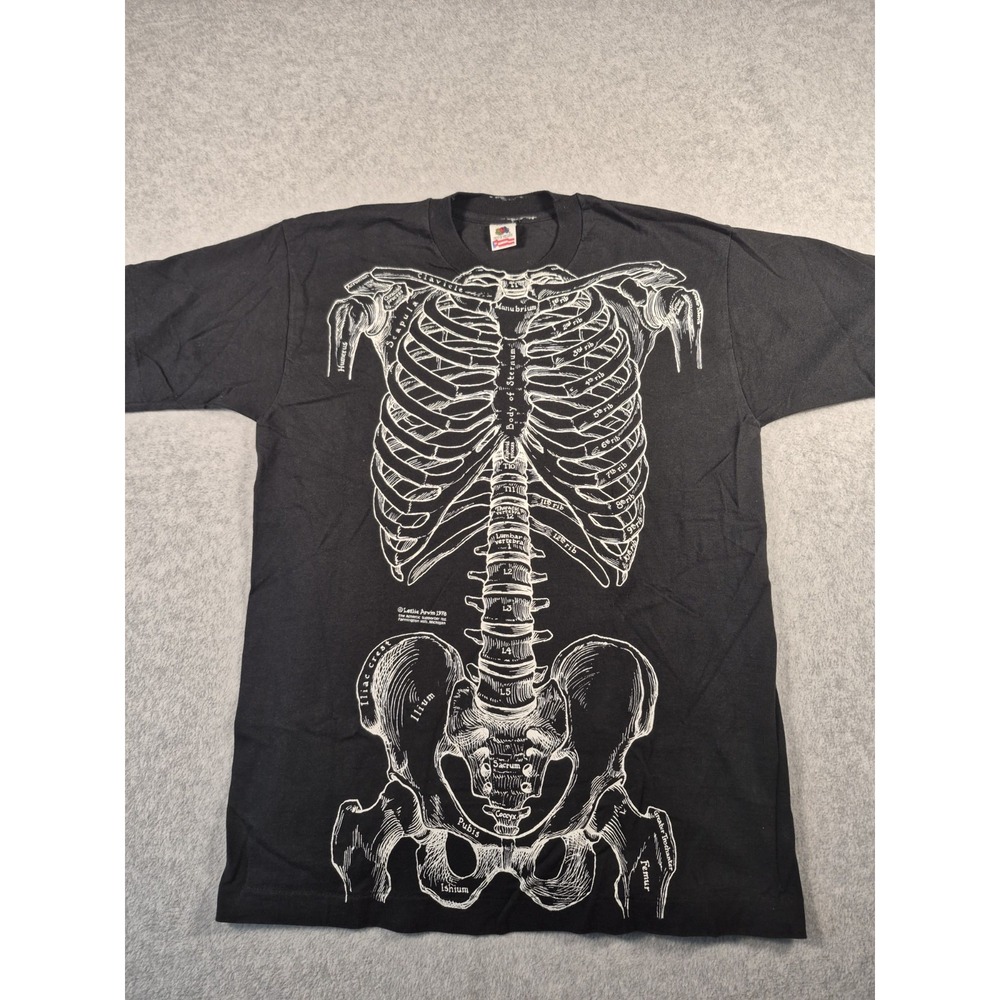 VTG Skeleton Anatomy  Leslie Arwin 1978 T-Shirt Size L Single Stitch Made USA